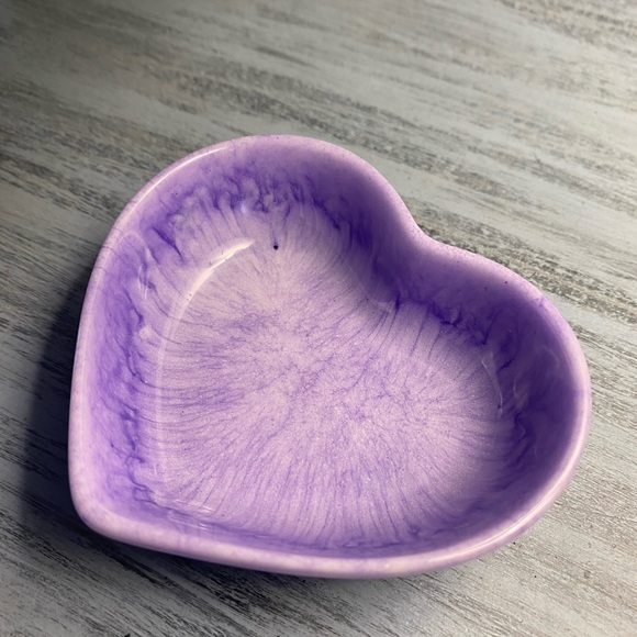 Purple and White Heart Tray - Handmade Jewelry Dish - Picture 7 of 9